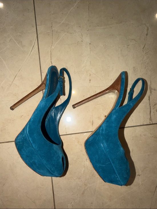 Teal Suede Slingback Peep-Toe Sergio Ross  Pumps size 39